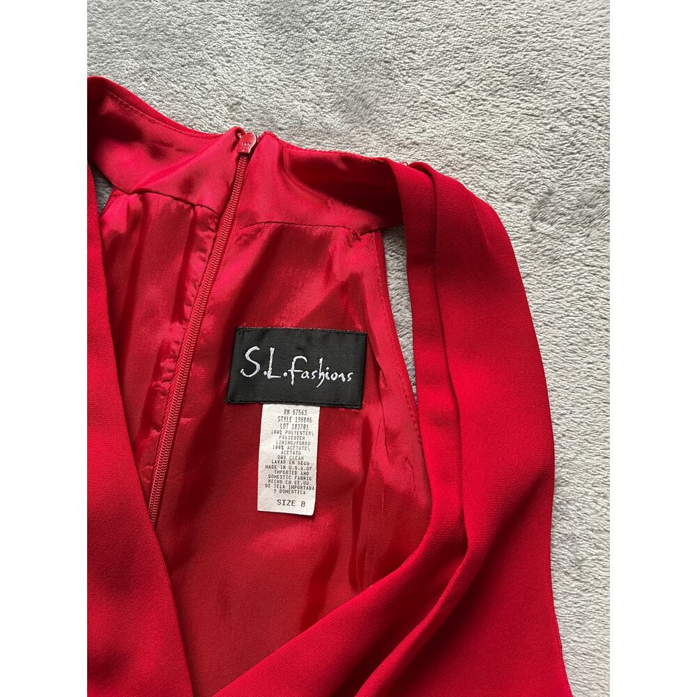 Vintage Y2K Red‎ Empire Waist Cocktail Dress 8 Vamp Vixen Whimsigoth Babydoll - Picture 11 of 13